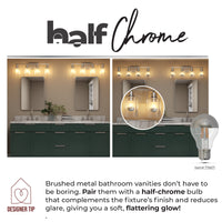 Half Series G25 5W Dimmable Half Chrome Filament LED Light Bulb with E26 Base, 2700K, 450 Lumens, 2-Pack