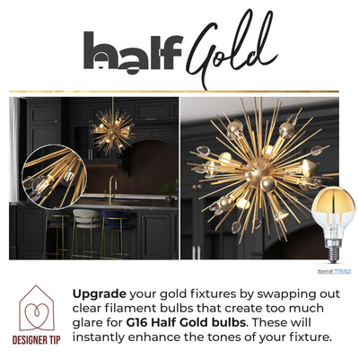 A19 5W Dimmable Half Gold Filament LED Light Bulb with E26 Base, 2700K, 400 Lumens, 4-Pack