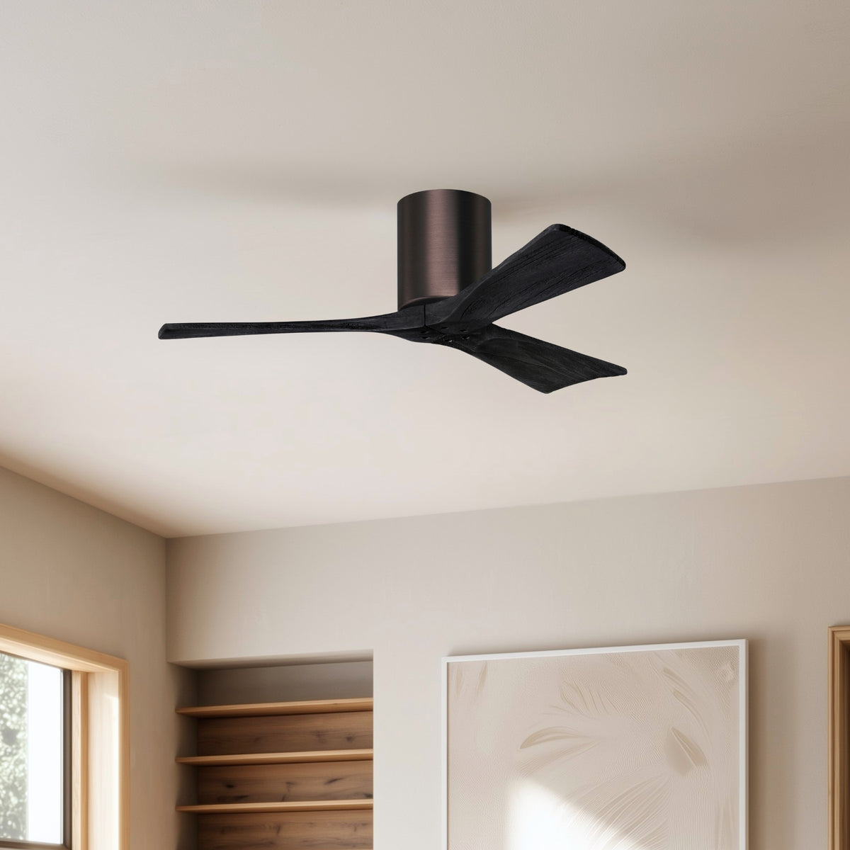 Hugger Irene 3-Blade Flush Mount Ceiling Fan Without Light Kit