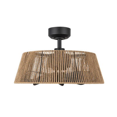 Isla 24-in Matte Black and Braided Rope Reversible DC LED Ceiling Fan