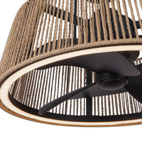 Isla 24-in Matte Black and Braided Rope Reversible DC LED Ceiling Fan