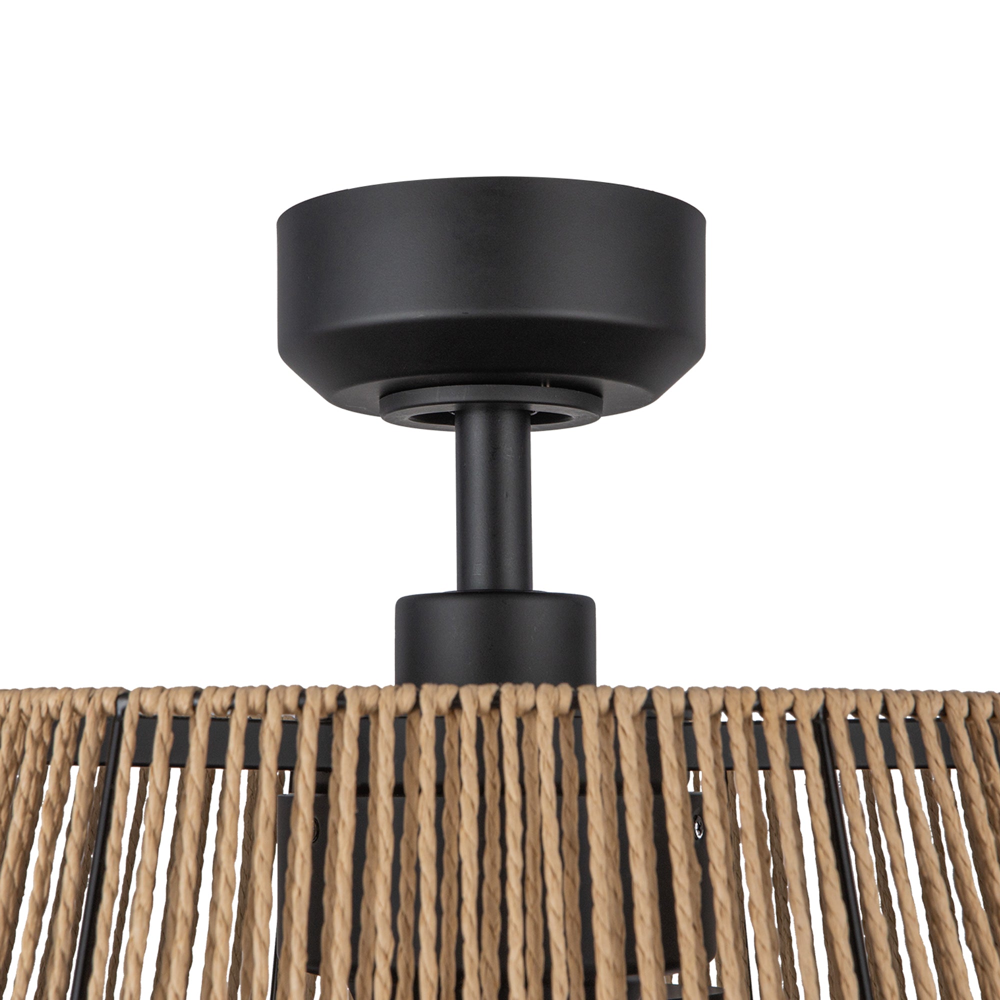 Isla 24-in Matte Black and Braided Rope Reversible DC LED Ceiling Fan