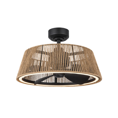 Isla 24-in Matte Black and Braided Rope Reversible DC LED Ceiling Fan