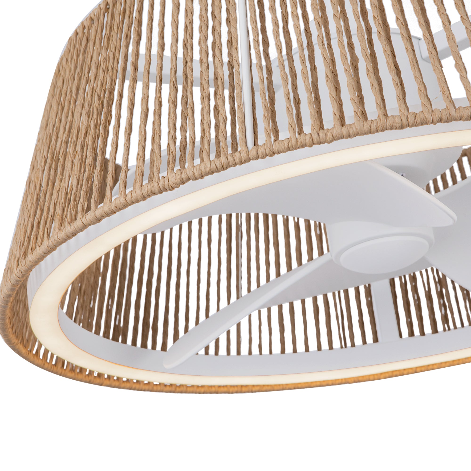 Isla 24-in White and Braided Rope Reversible DC LED Ceiling Fan