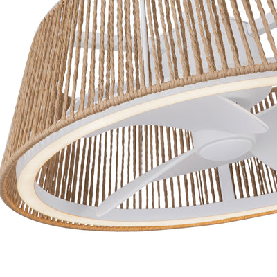 Isla 24-in White and Braided Rope Reversible DC LED Ceiling Fan