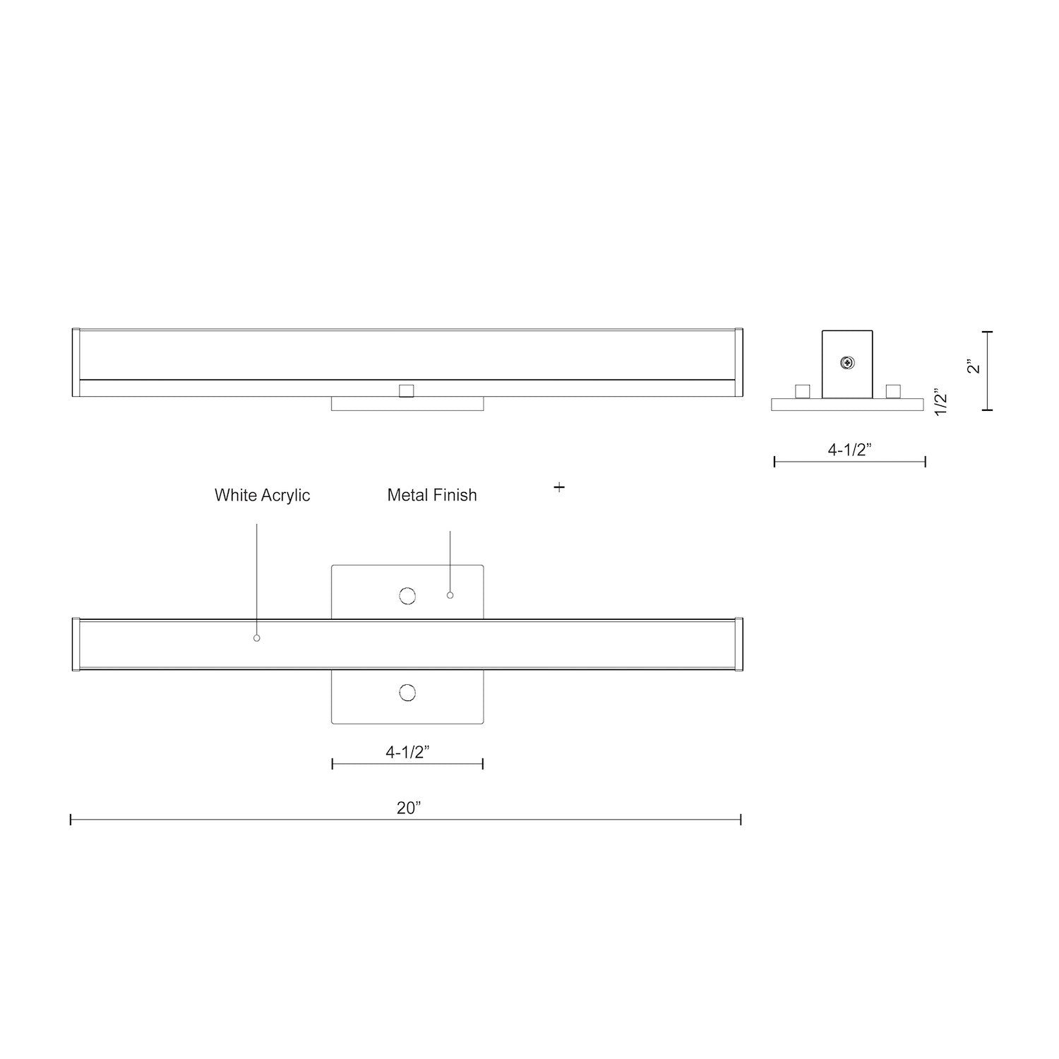 Jane-Slim 20-in Aluminum Vanity Light