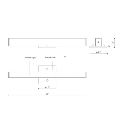 Jane-Slim 20-in Aluminum Vanity Light
