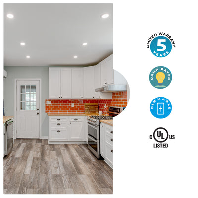 6-inch White 14W Dimmable LED J-Box Recessed Downlight, 4000K, 1100 Lumens, 2-Pack