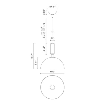 Jude 12-in Steel Pendant