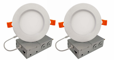 6-inch White 14W Dimmable LED J-Box Recessed Downlight, 3000K, 1100 Lumens, 2-Pack