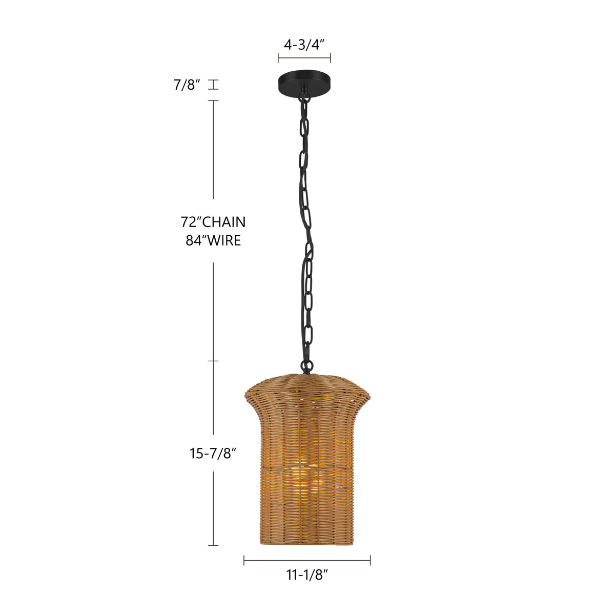 Kai 11-in Rattan Shade Socket Pendant