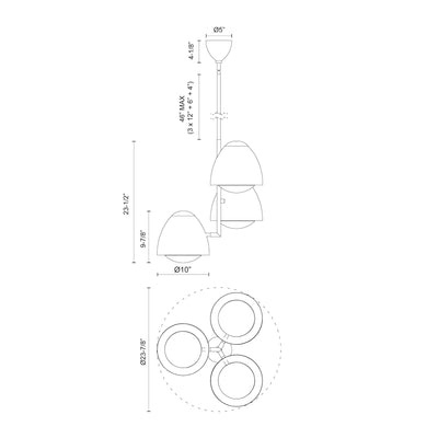 Kenji 24-in Steel Chandelier