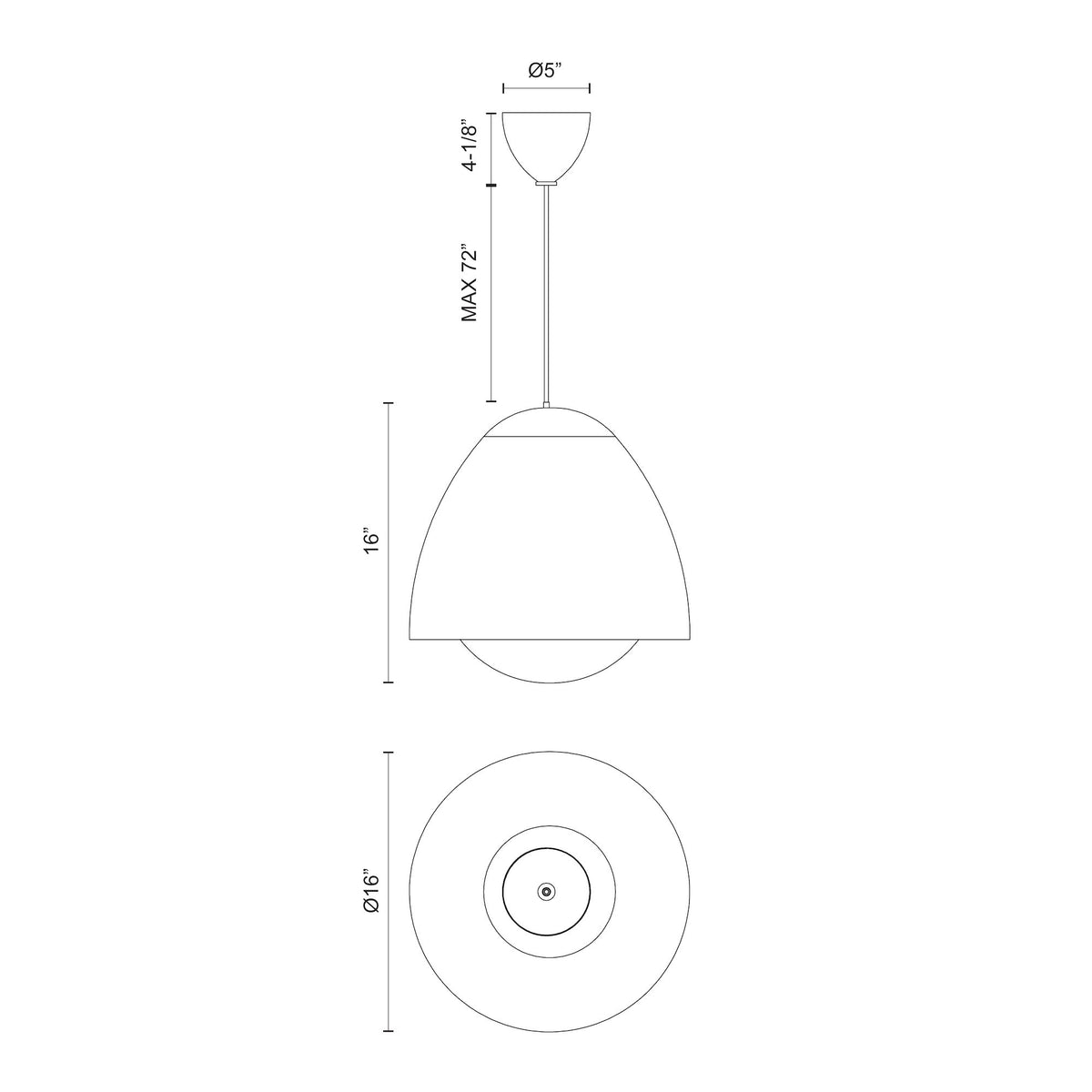 Kenji 16-in Steel Pendant