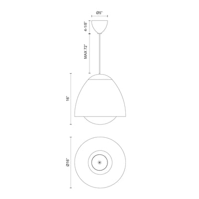 Kenji 16-in Steel Pendant