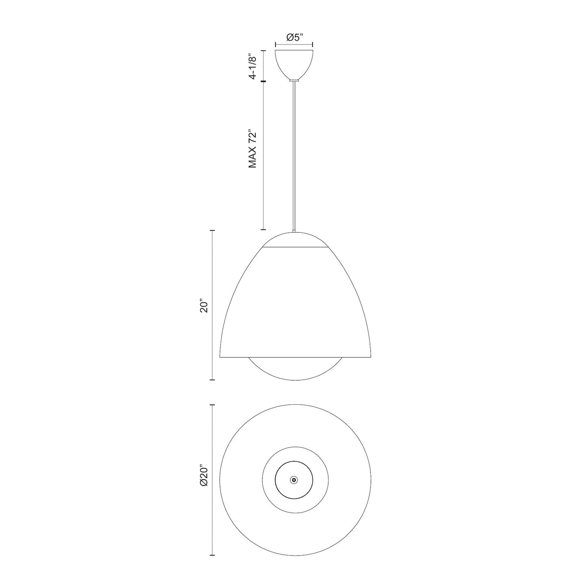 Kenji 20-in Steel Pendant