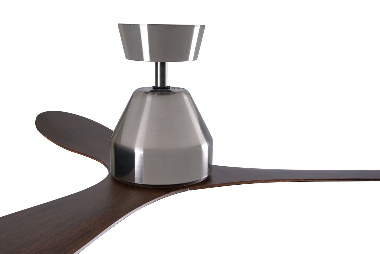 56 Inch DC WiFi Indoor Outdoor Smart Fan in Brushed Chrome with Koa Blades