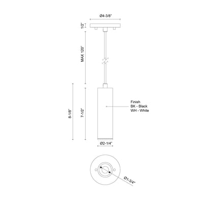 Lorna 8-in (2-in Dia.) Aluminum Pendant