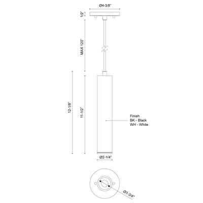 Lorna 12-in (2-in Dia.) Aluminum Pendant