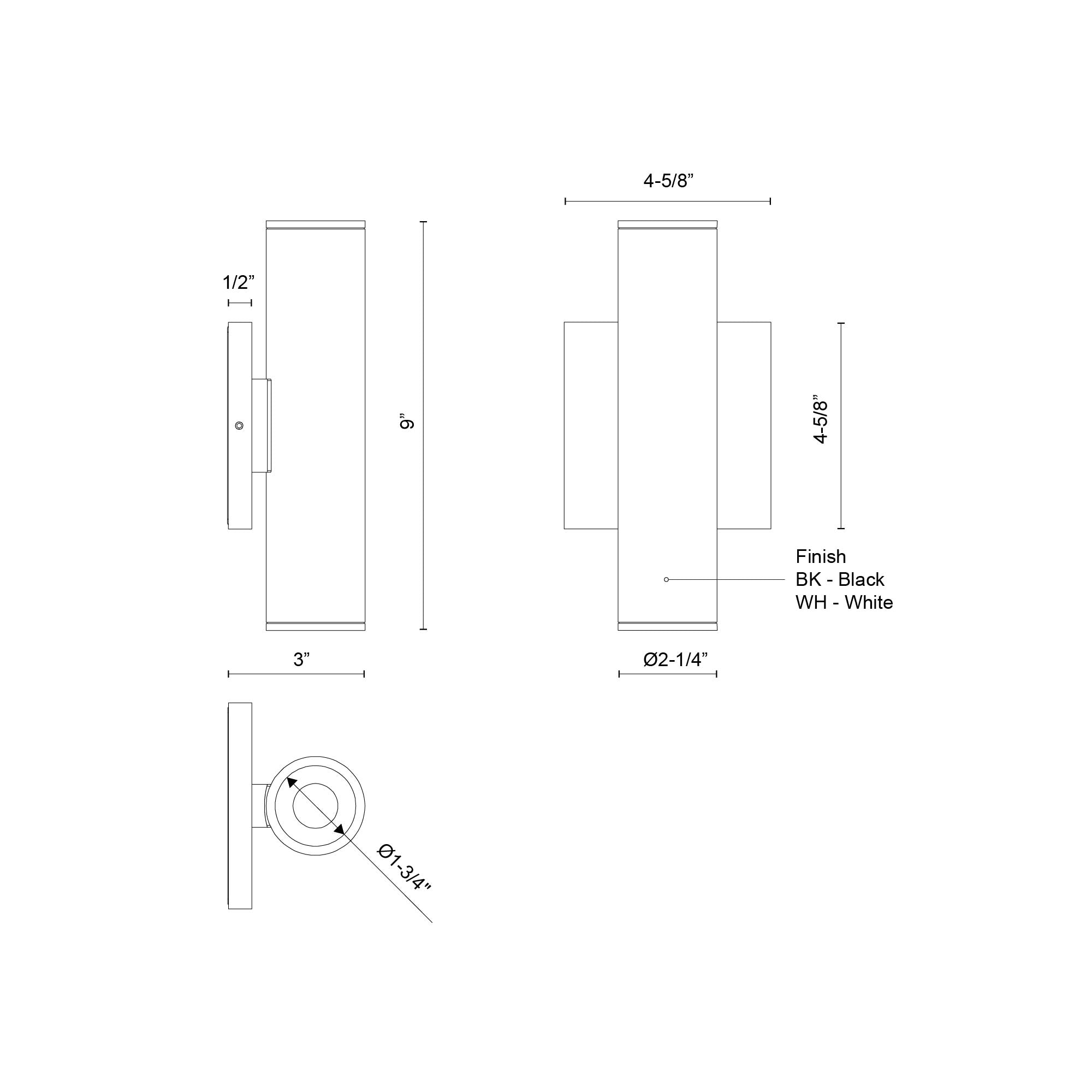 Lorna 9-in (2-in Dia.) Aluminum Up & Down Wall Sconce