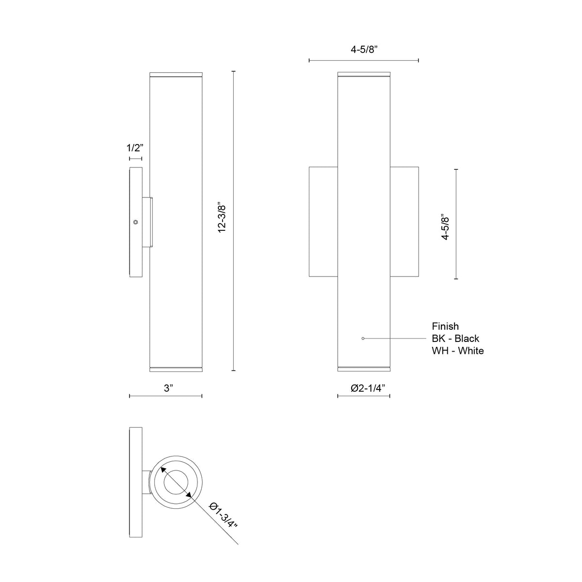 Lorna 12-in (2-in Dia.) Aluminum Up & Down Wall Sconce