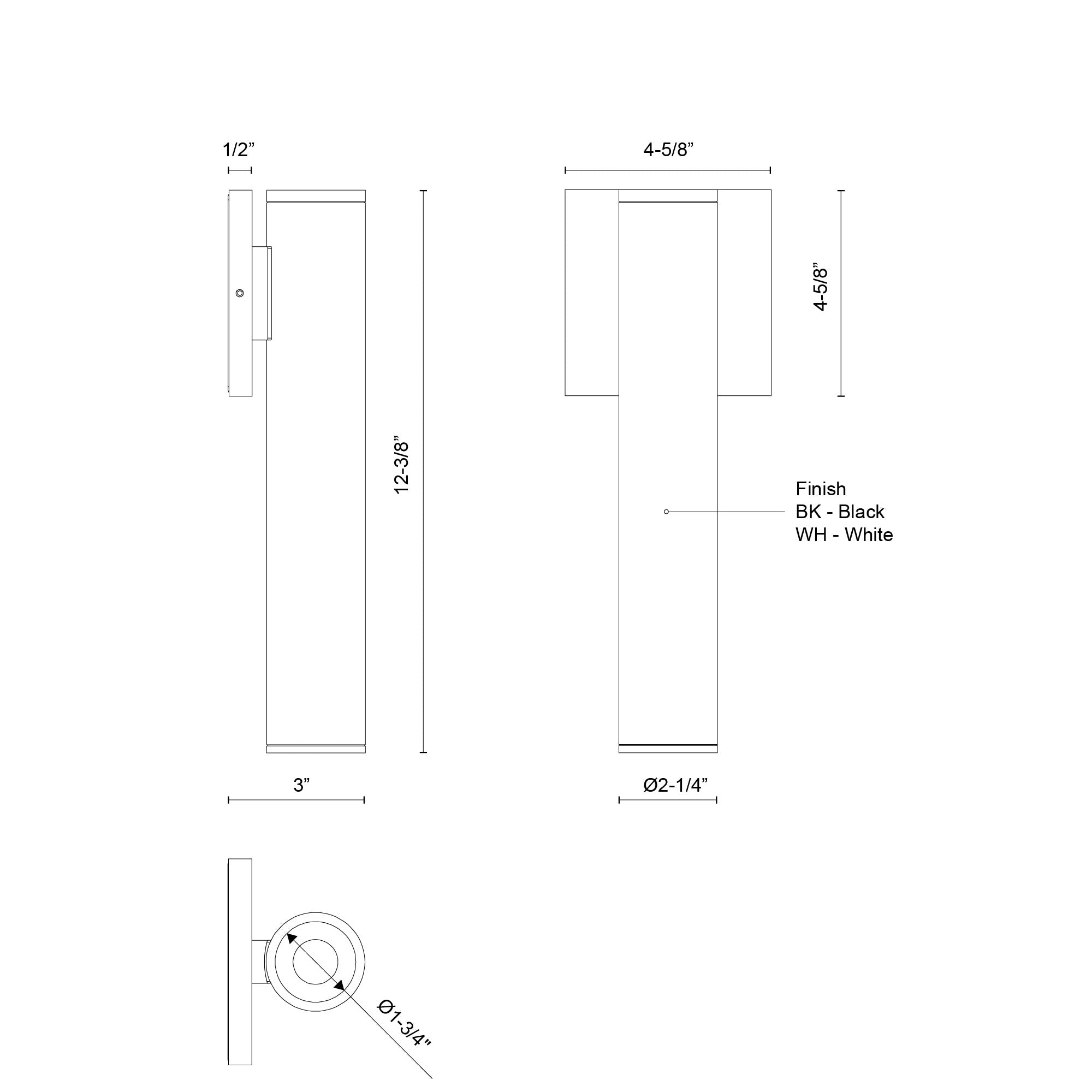 Lorna 12-in (2-in Dia.) Aluminum Outdoor Wall Sconce