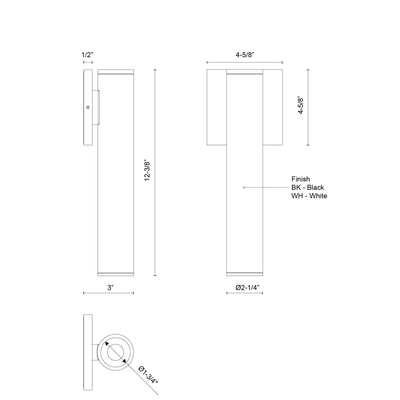 Lorna 12-in (2-in Dia.) Aluminum Outdoor Wall Sconce