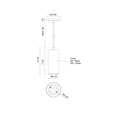 Lorna 8-in (3-in Dia.) Aluminum Pendant