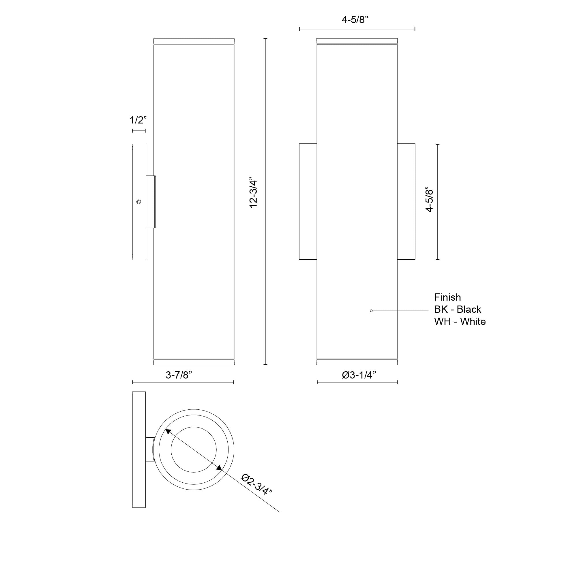 Lorna 12-in (3-in Dia.) Aluminum Up & Down Wall Sconce