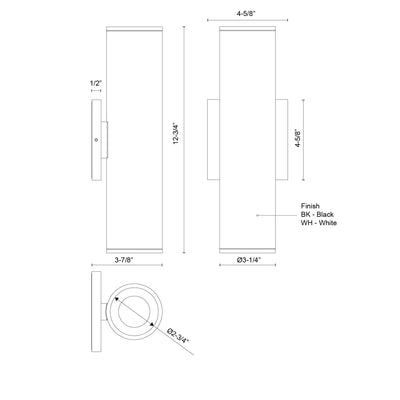 Lorna 12-in (3-in Dia.) Aluminum Up & Down Wall Sconce