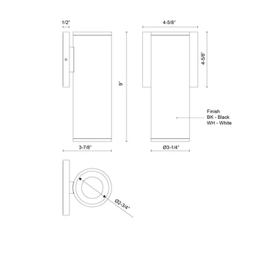 Lorna 9-in (3-in Dia.) Aluminum Outdoor Wall Sconce