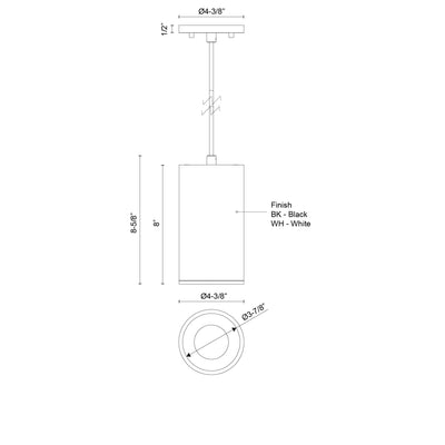 Lorna 8-in Cylinder Damp-Rated LED Pendant (4-in Dia.)
