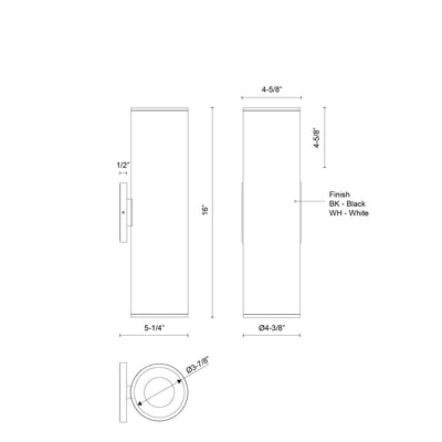 Lorna 16-in (4-in Dia.) Aluminum Up & Down Wall Sconce