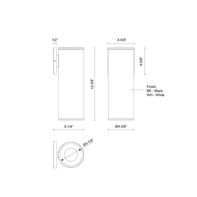 Lorna 12-in (4-in Dia.) Aluminum Outdoor Wall Sconce