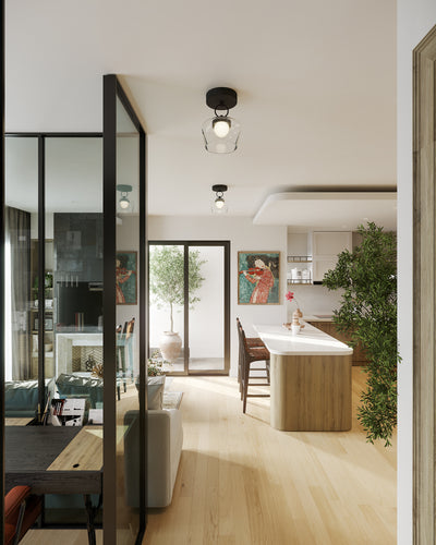 Leota 8-in Steel Semi-Flush Mount