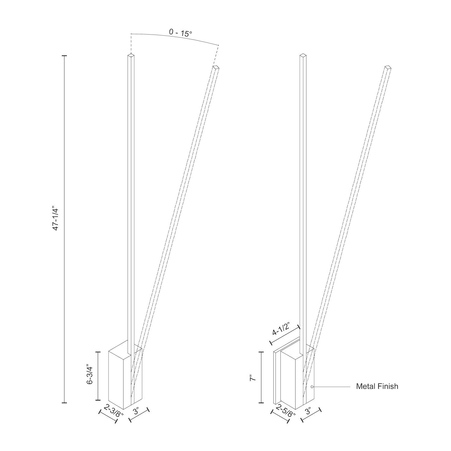Lever 48-in Aluminum Acrylic Wall Sconce