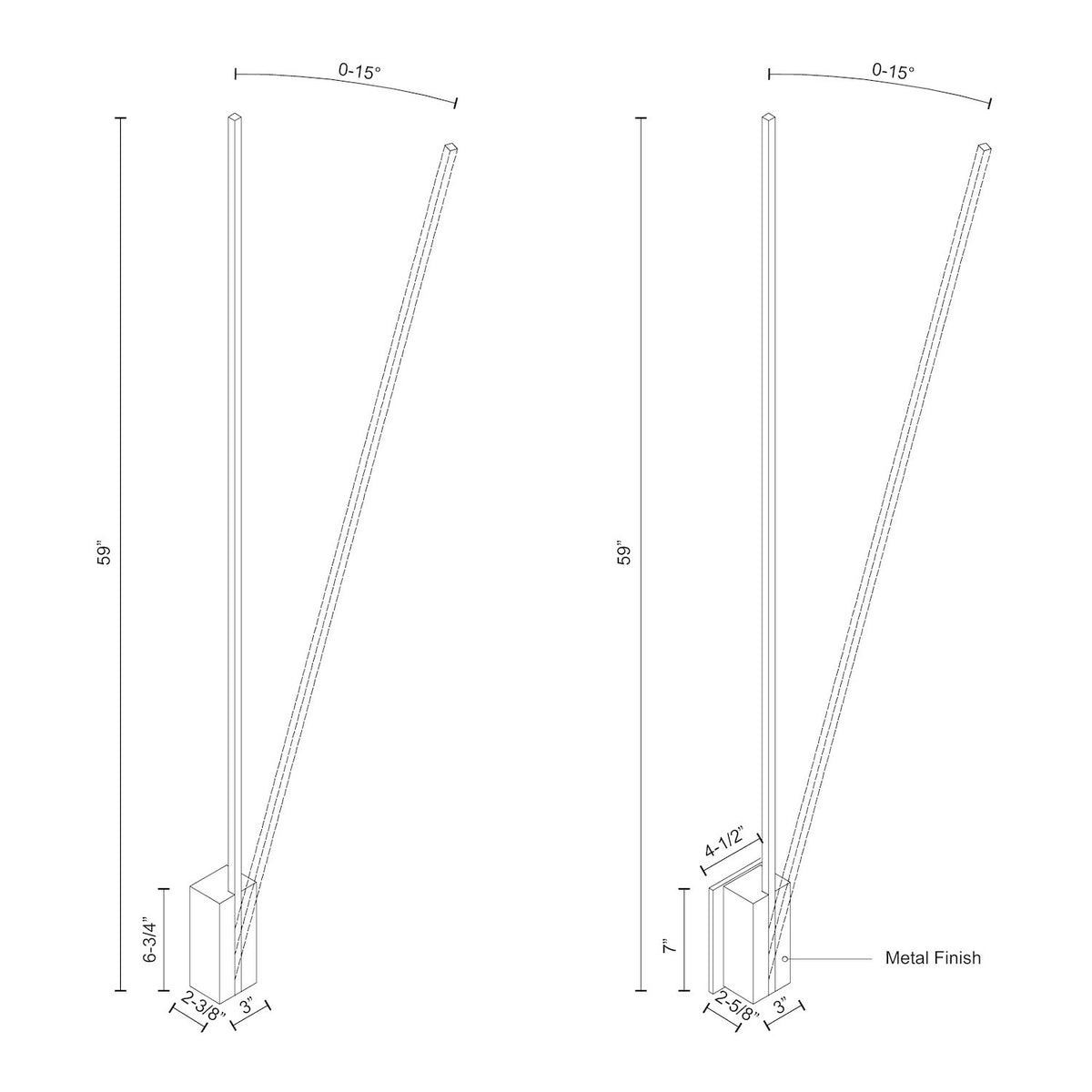 Lever 60-in Aluminum Acrylic Wall Sconce