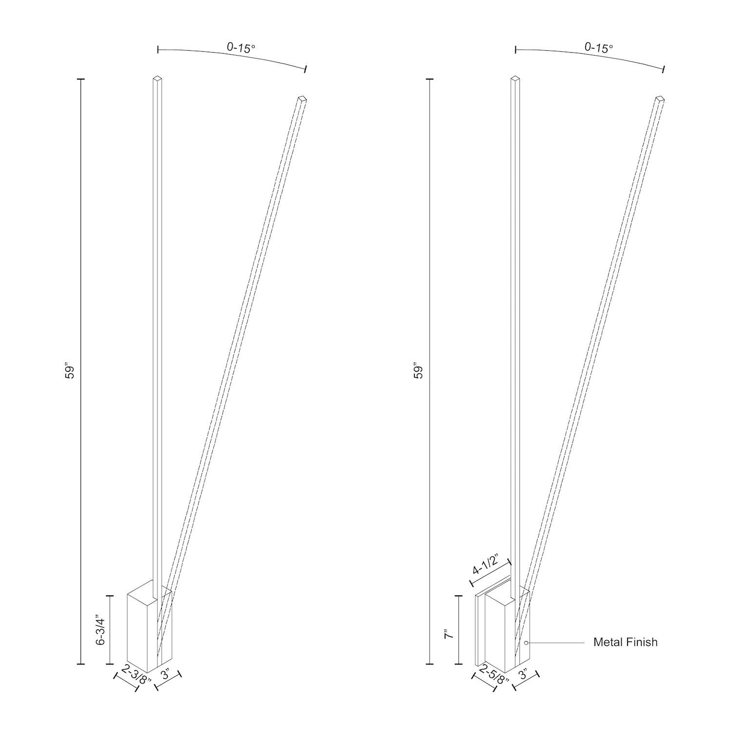 Lever 60-in Aluminum Acrylic Wall Sconce