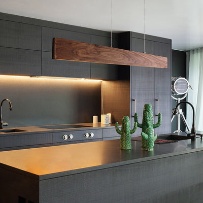 Artisan Wood 39" Linear Pendant Lighting 20W Walnut Fixture