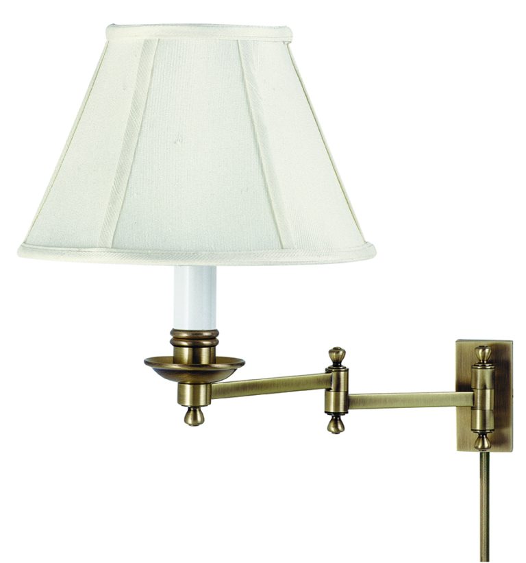 10-inch Library Light Antique Brass Plug-In Wall Swing Lamp