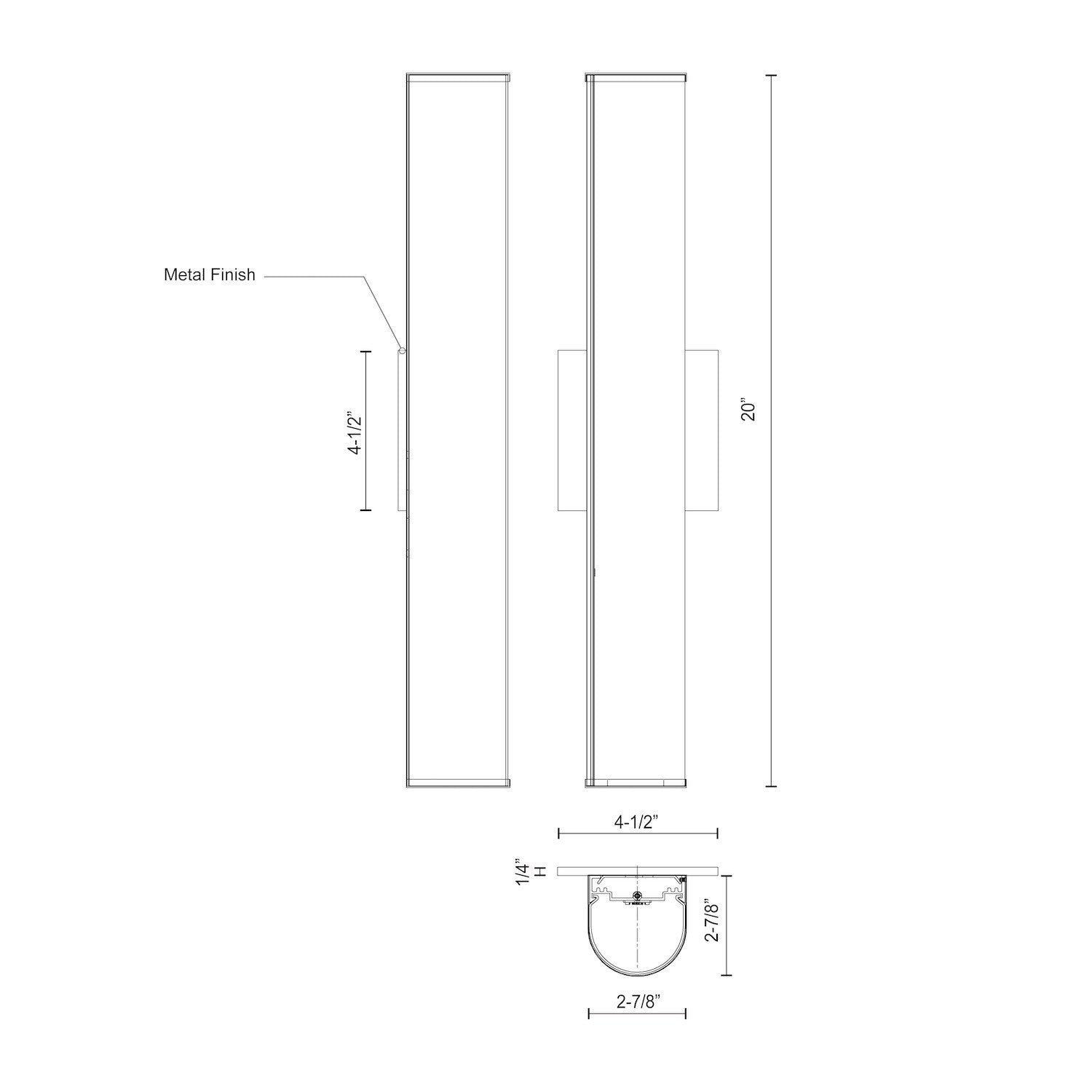 Longitude 20-in Aluminum Vanity Light