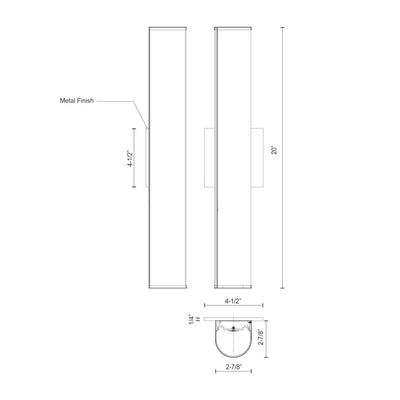 Longitude 20-in Aluminum Vanity Light