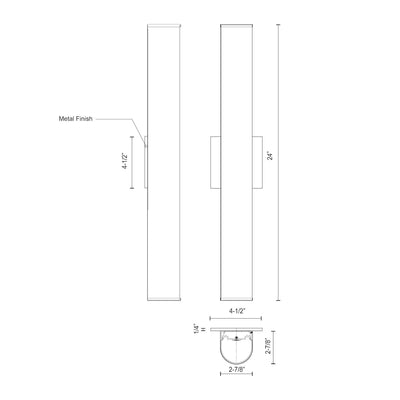 Longitude 24-in Aluminum Vanity Light