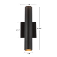 Lorna 12-in (2-in Dia.) Aluminum Up & Down Wall Sconce