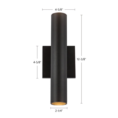 Lorna 12-in (2-in Dia.) Aluminum Up & Down Wall Sconce