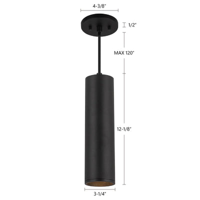 Lorna 12-in Slim Cylinder Damp-Rated LED Pendant (3-in Dia.)