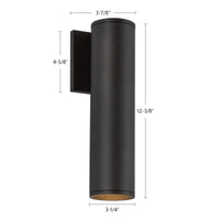 Lorna 12-in (3-in Dia.) Aluminum Outdoor Wall Sconce