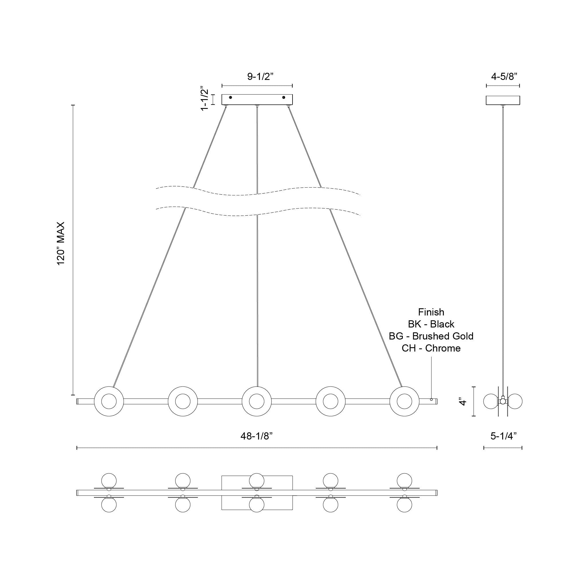 Elixir 48-in Steel Linear Pendant