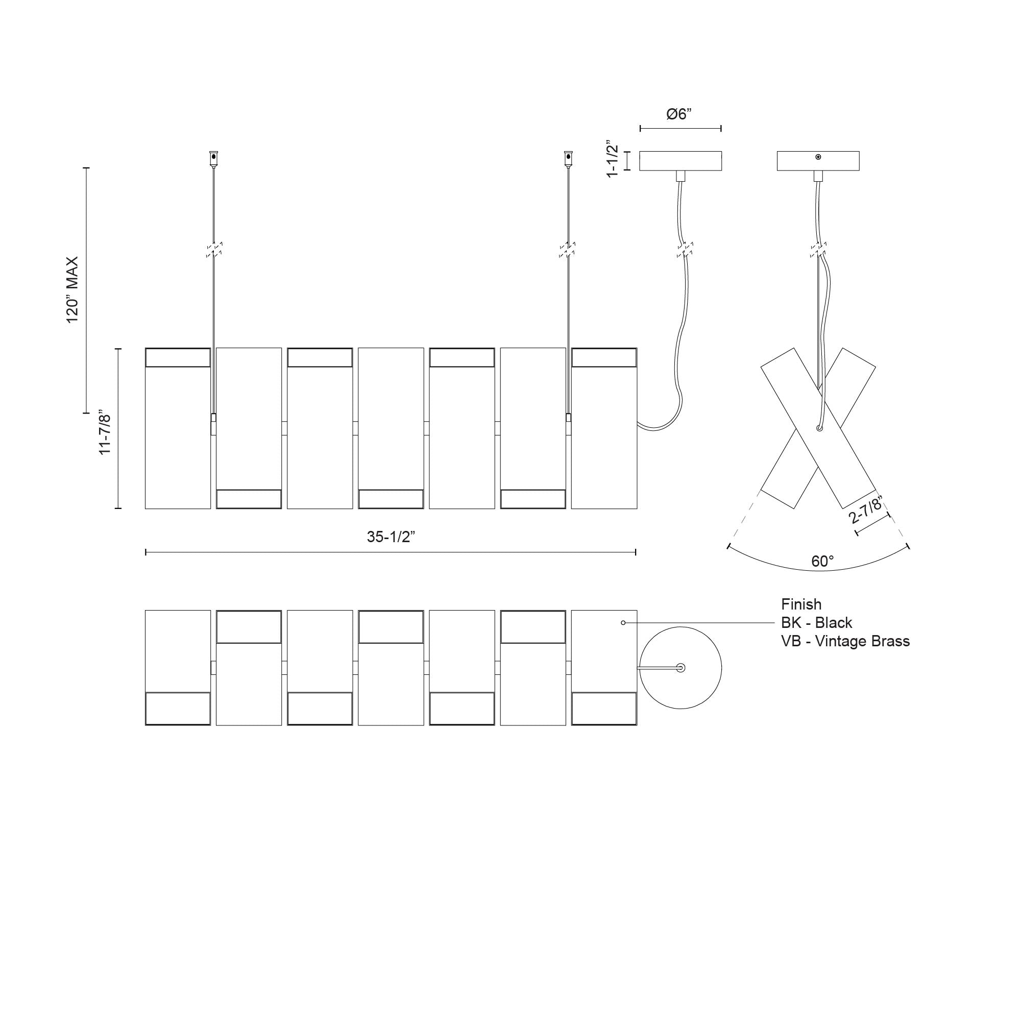 Domino 35-in Up and Down Linear LED Pendant