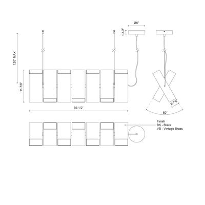 Domino 35-in Up and Down Linear LED Pendant