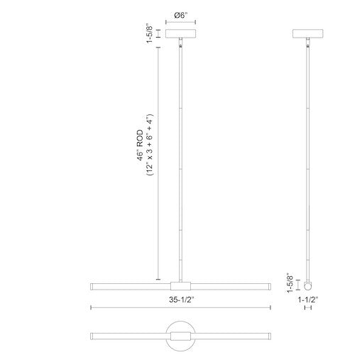 Akari 37-in Aluminum Linear Pendant